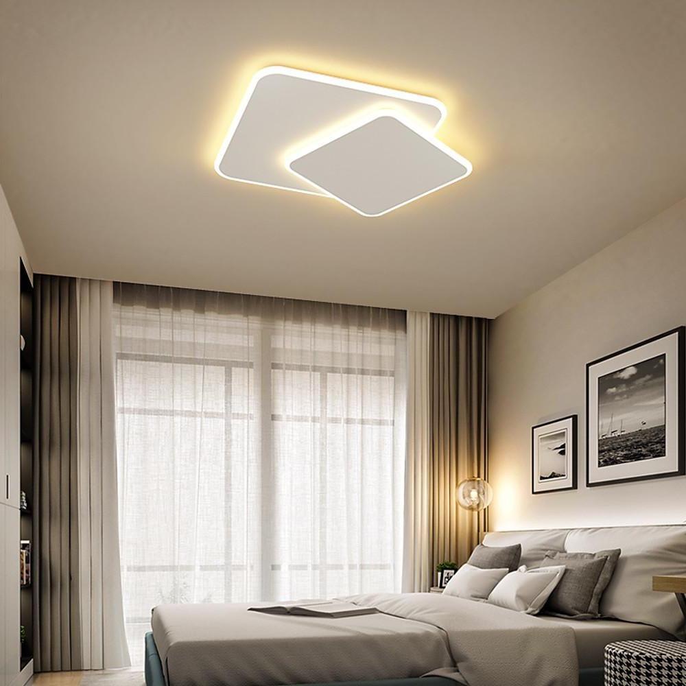 2 - Light White Square LED Flush Mount Ceiling Light for Bedroom