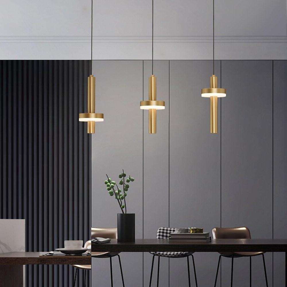 4'' LED 3-Light 1-Light Single Design Pendant Light Nordic Style LED Wood Bamboo Copper Island Lights-dazuma