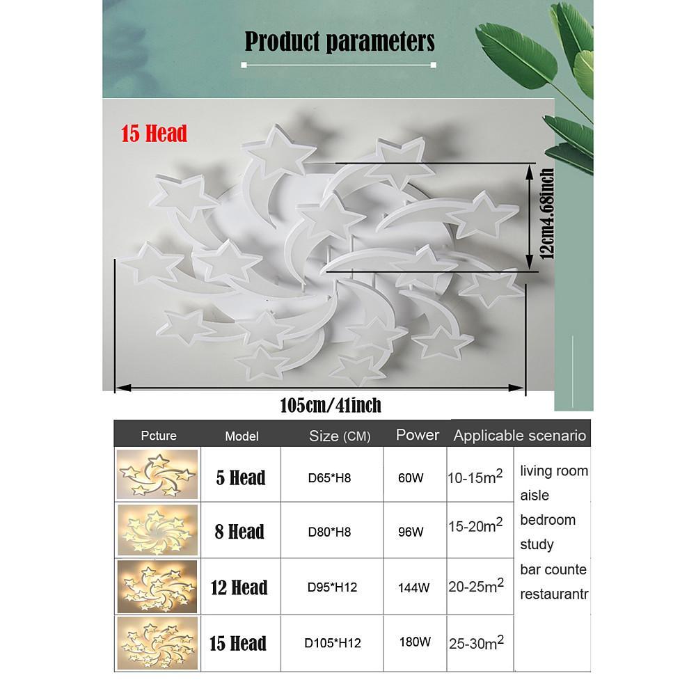 Celestial Shooting Stars Flush Mount Ceiling Light - LED, Dimmable, White, 5 to 15 Star Lights