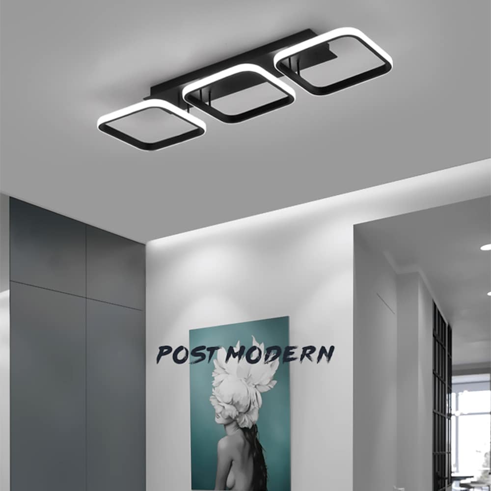 31'' LED 3-Light Square Line Design Flush Mount Lights Modern LED Aluminum Acrylic Flush Mounts Semi Flush Mounts