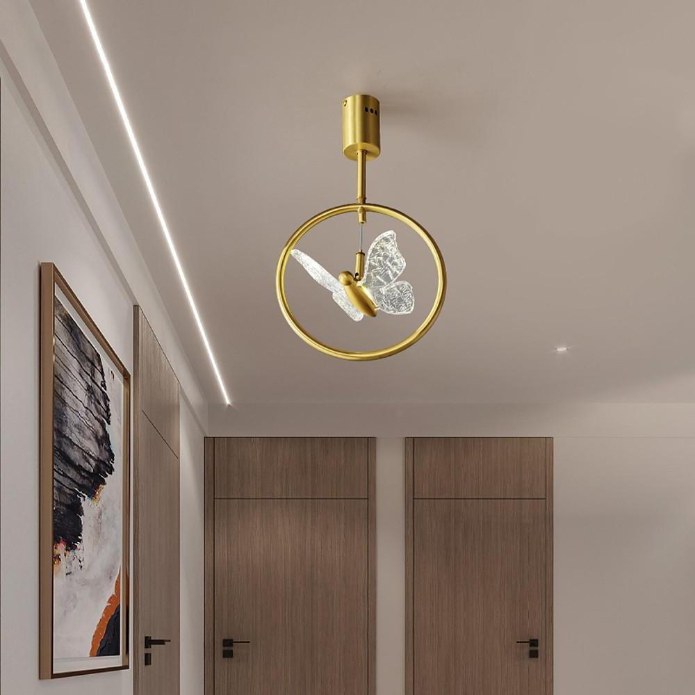 10'' LED 1-Light Circle Design Semi-Flushmount Lights Nordic Style LED Copper Acrylic Metal