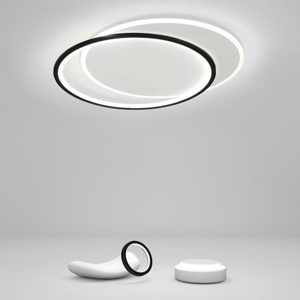 White Black Flush Mount Ceiling Lights Modern Overlapped Round Lights - Dazuma