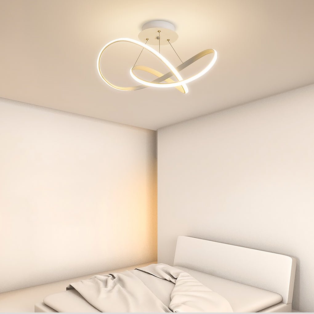 White Flush Mount Ceiling Light Cord Ribbon Adjustable Dimmable Light - Dazuma