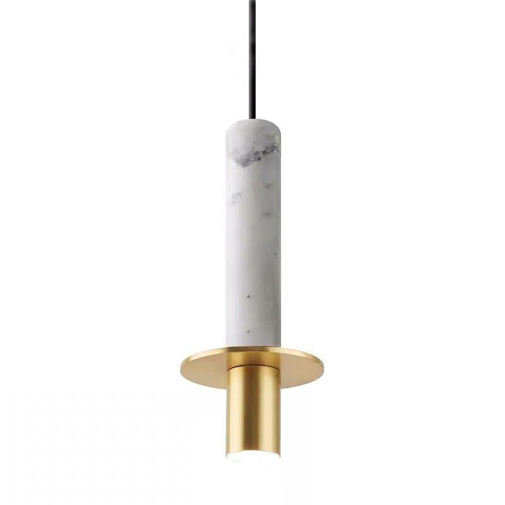 Classic white marble alabaster mini pendant lights with gold metal accents on white background.