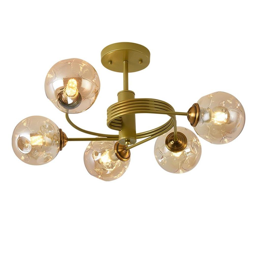 22'' LED Halogen 5-Light Sputnik Design Chandelier Nordic Style Modern Metal Glass Chandeliers