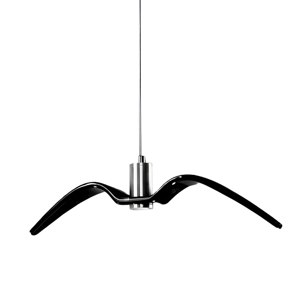 Wing pendant light shown from angled front perspective.