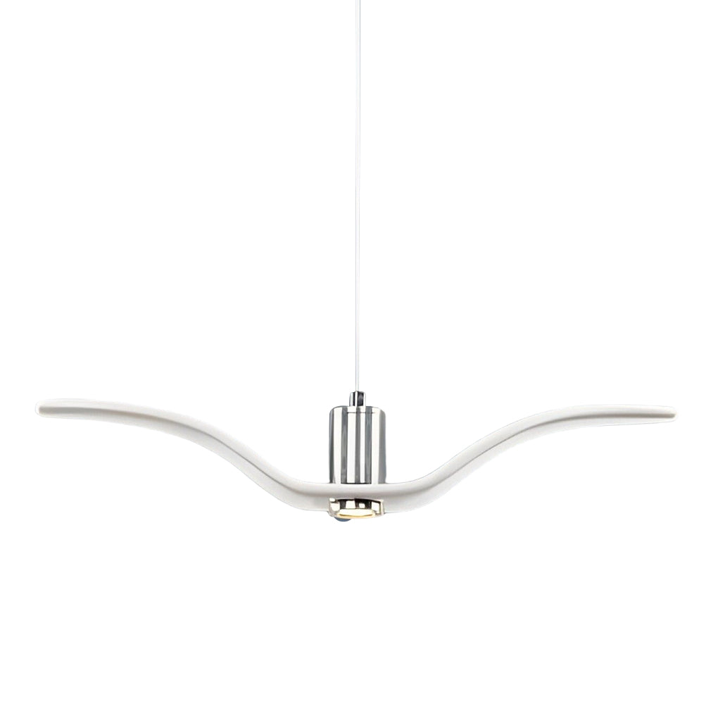 Bottom view of wing pendant light showing LED light source.