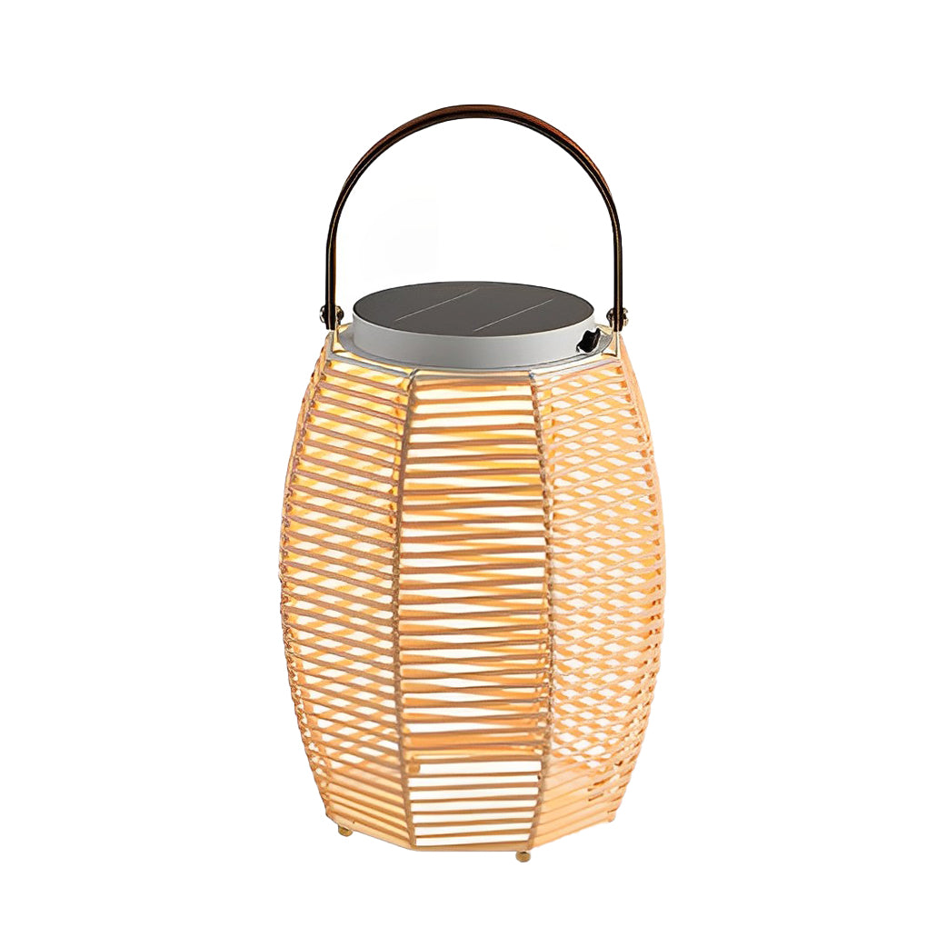Technical diagram showing dimensions and structure of woven rattan lanterns models.
