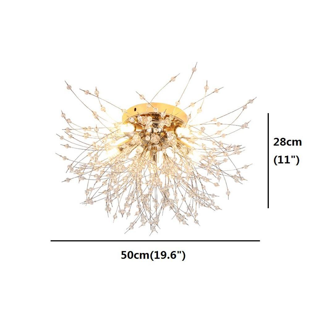 5 - Light Unique Style Design Flush Mount Lighting Metal Crystal LED Living Room Ceiling Lights