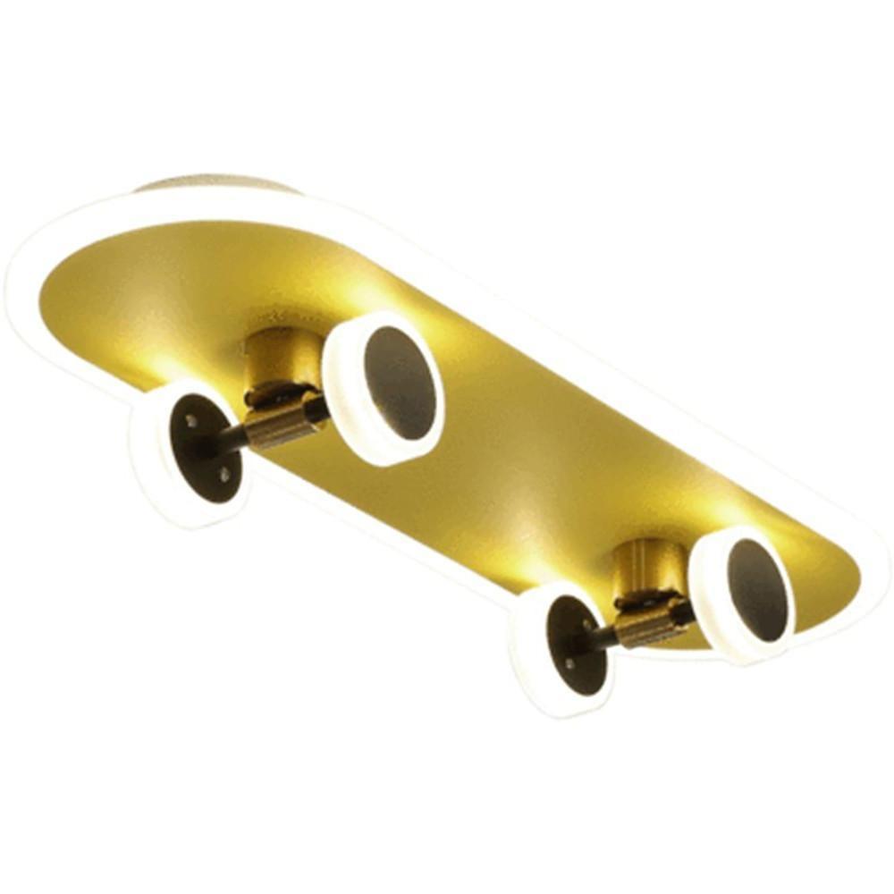 Cartoon Skateboard - shaped Dimmable LED Gold Modern Ceiling Lights