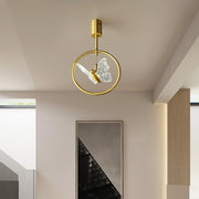 10'' LED 1-Light Circle Design Semi-Flushmount Lights Nordic Style LED Copper Acrylic Metal-dazuma
