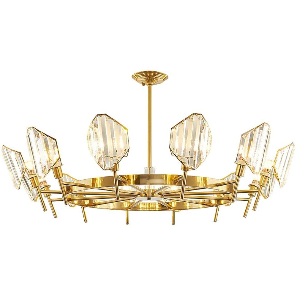 Brass Ring Frame Crystal Chandelier - Gold Metal, Crystal Accents Pendant Lights