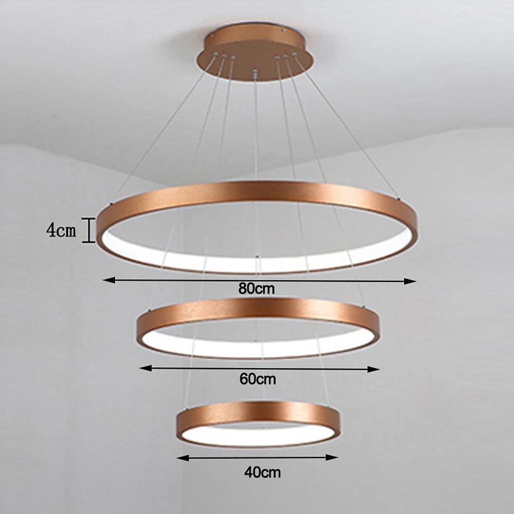 Acrylic Bronze 3 - Tier Ring Chandelier Dimmable LED, 59" Adjustable Pendant Lights