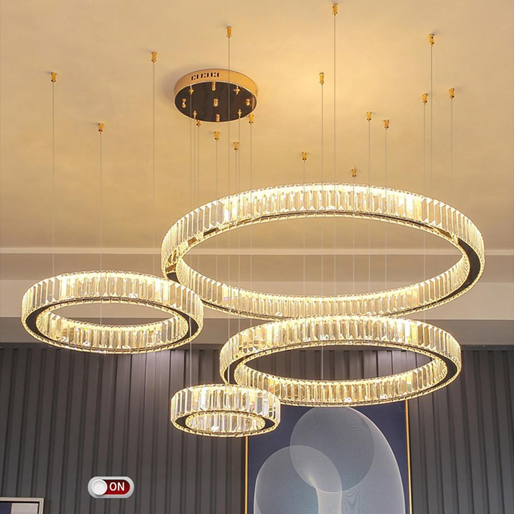 4 - Ring Gold Large Chandeliers for Foyer Modern Crystal Chandelier