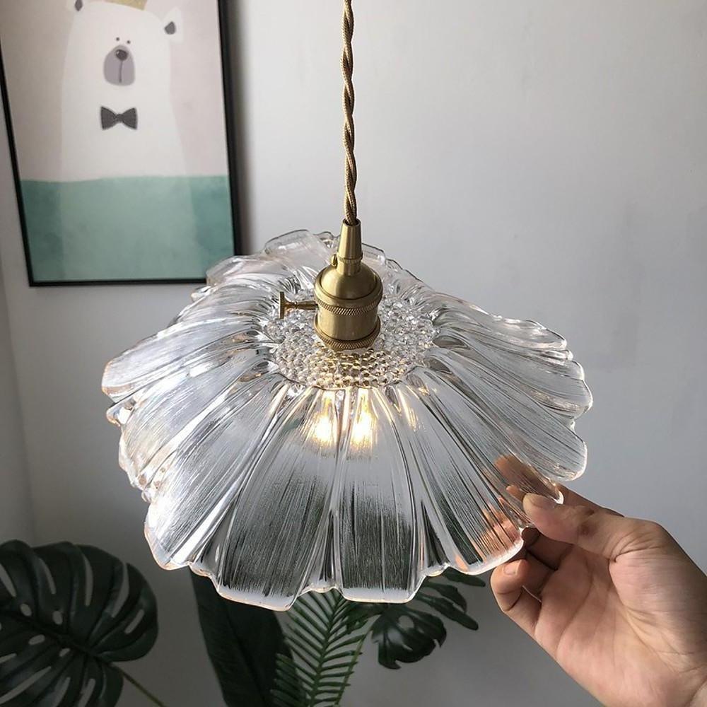 12'' LED 1-Light Single Design Pendant Light Nordic Style Traditional Classic Copper Glass Hemp Rope Island Lights