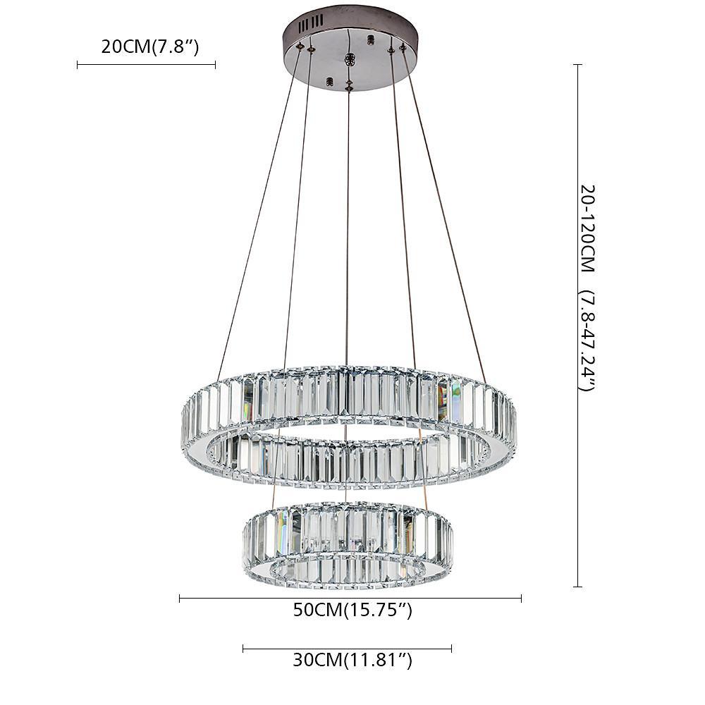 2 - ring Regular Shape Steel Crystal LED Chandelier