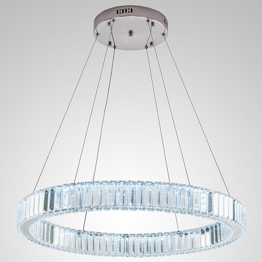 28'' LED 1-Light LED Eye Protection Crystal Adjustable Creative Chandelier LED Chic & Modern Metal Crystal Geometrical Circle Novelty Circle Design