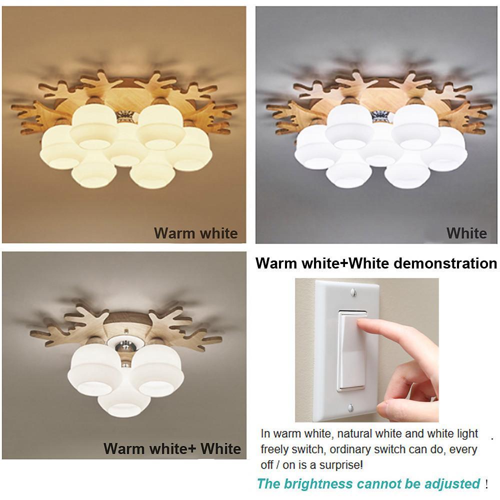 Globes Cluster Modern Wood Glass LED Flush Mount Ceiling Lights for Bedroom