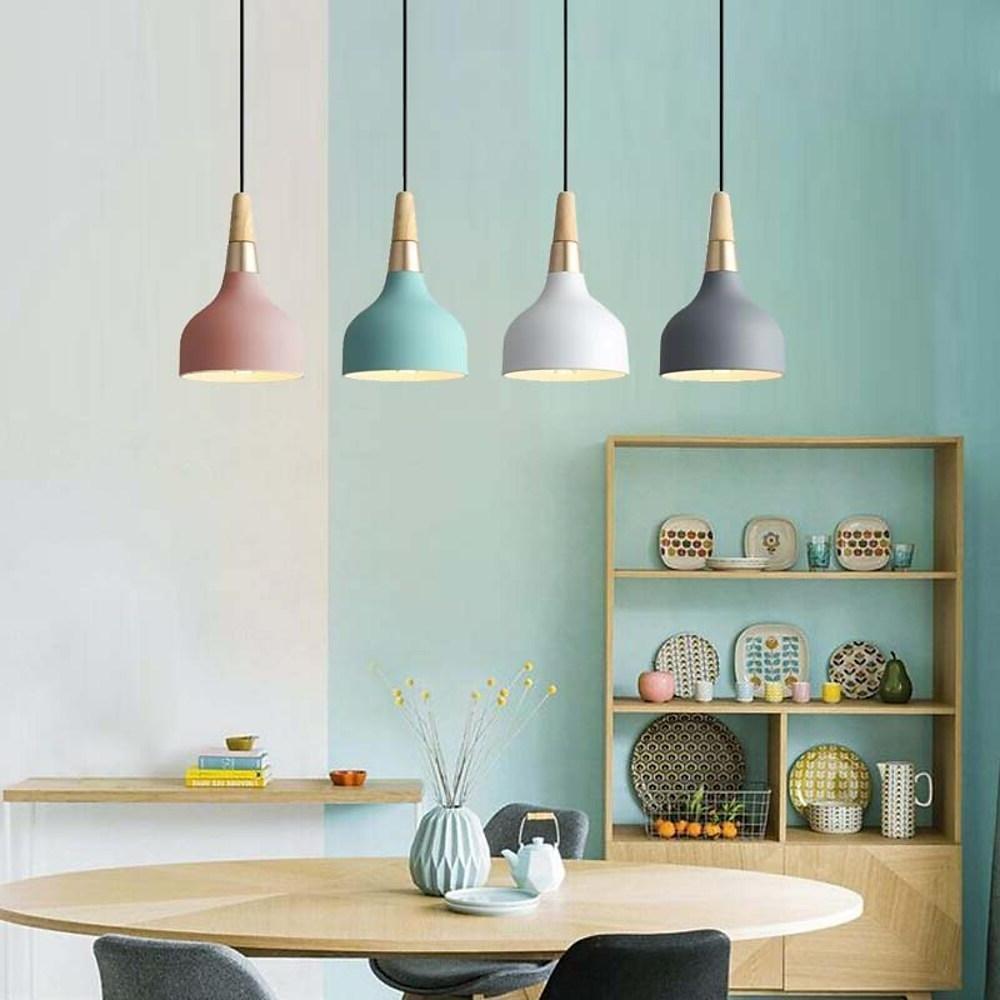 Wood Metal LED Modern Pendant Light Hanging Lamp Island Lights
