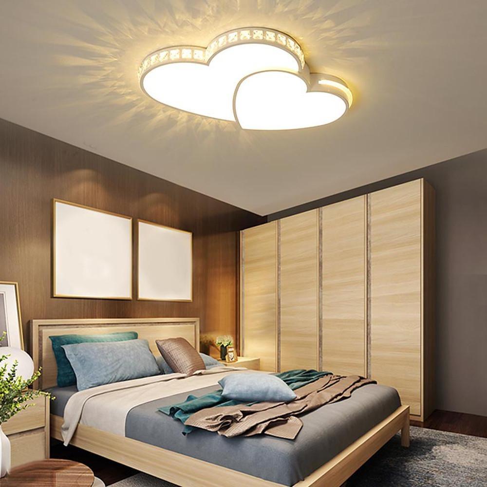 Two Heart Shaped Flush Mount Ceiling Light Dimmable Lamp 1 Bulb
