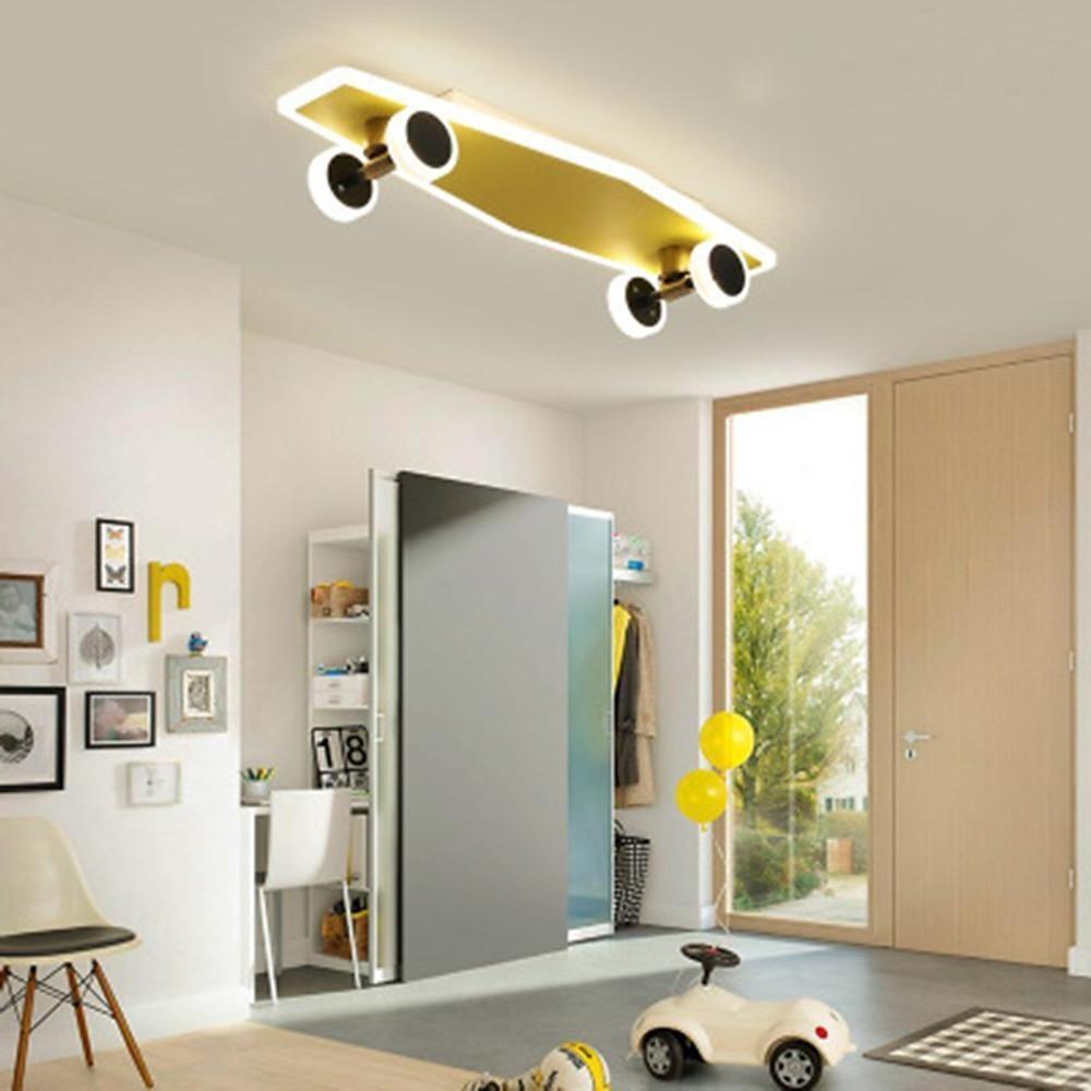 Cartoon Skateboard - shaped Dimmable LED Gold Modern Ceiling Lights