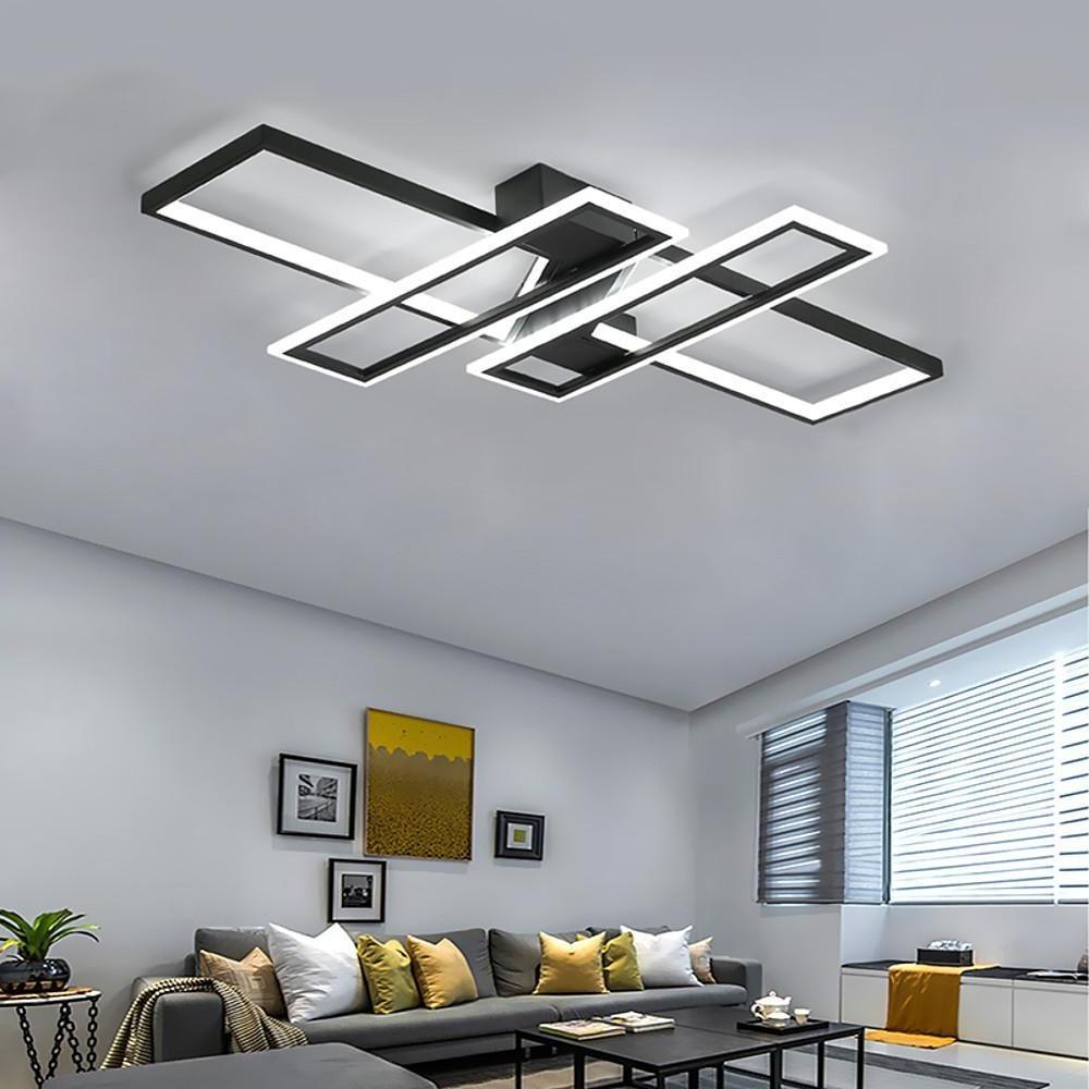 35'' LED 4-Light LED Cool New Design Flush Mount Lights Modern LED Metal Acrylic Geometrical Linear Ceiling Lights