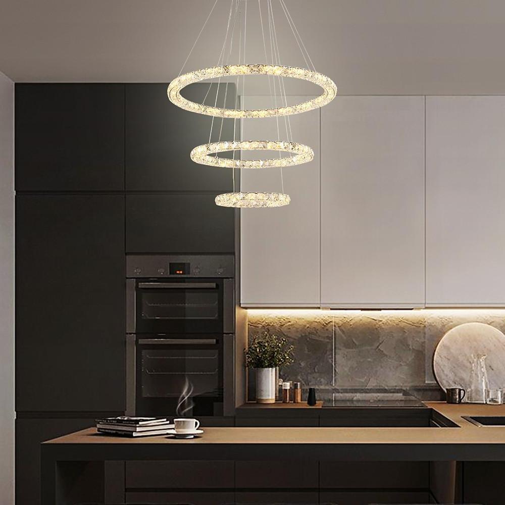 3/4 - Light LED Tiered Chandelier LED Crystal Ring Hanging Pendant Light