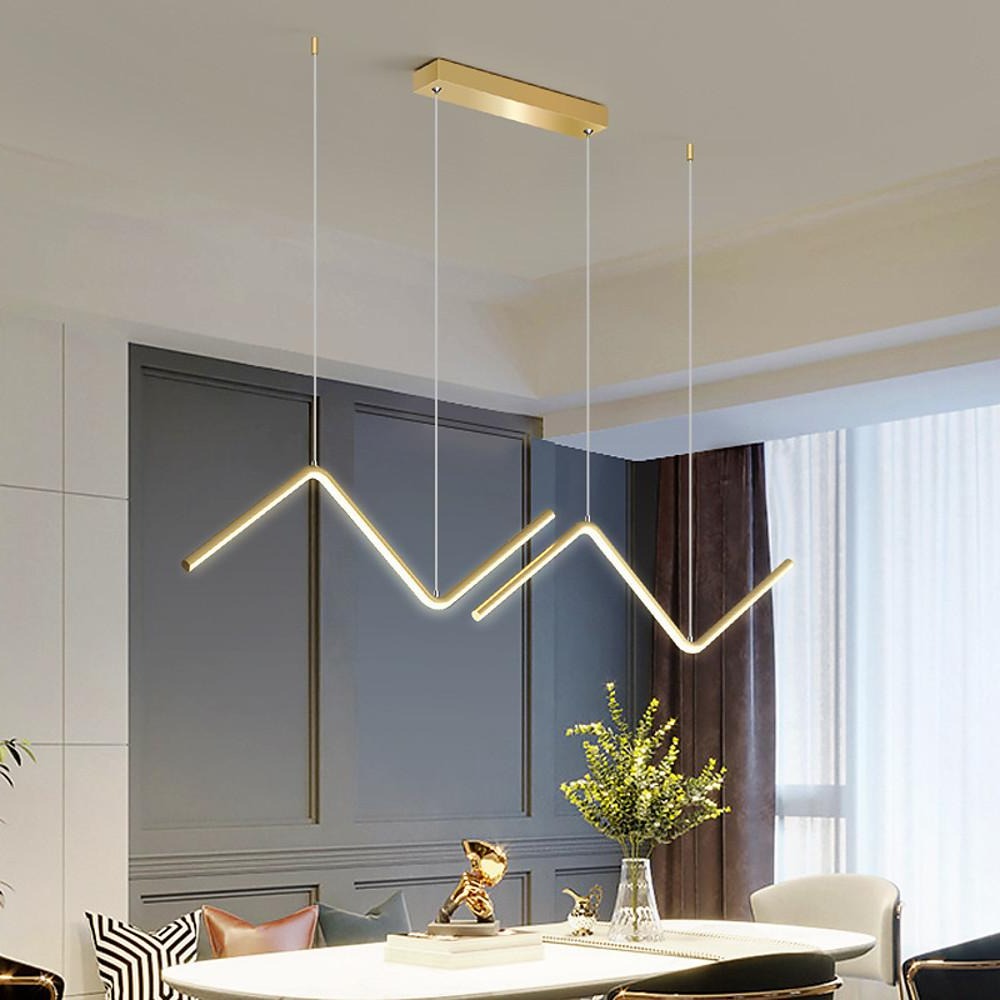 LED 2 - Light Line Design Dimmable Pendant Light Modern Wave Shaped Kitchen Lighting Dining Room Lighting Nordic Minimalist Island Lights
