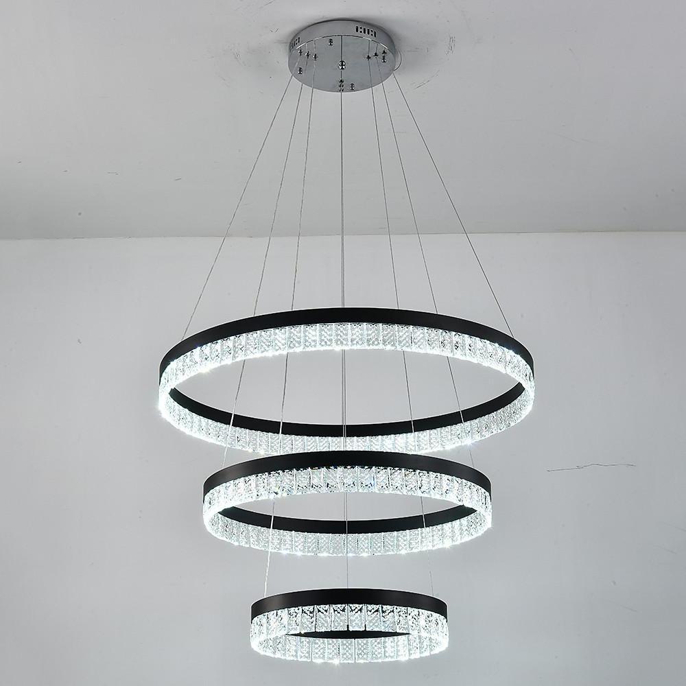 31'' LED 3-Light Crystal Adjustable Pendant Light Modern Metal Crystal Circle Circle Design