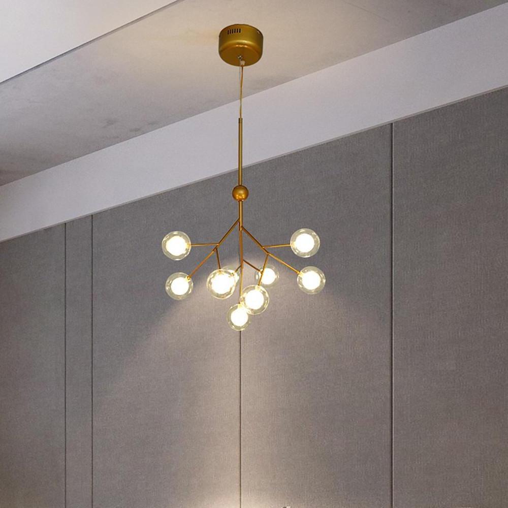 20'' LED 9-Light Sputnik Design Chandelier Nordic Style Modern Metal PVC Acrylic Frosted Ball Transparent Mini-dazuma