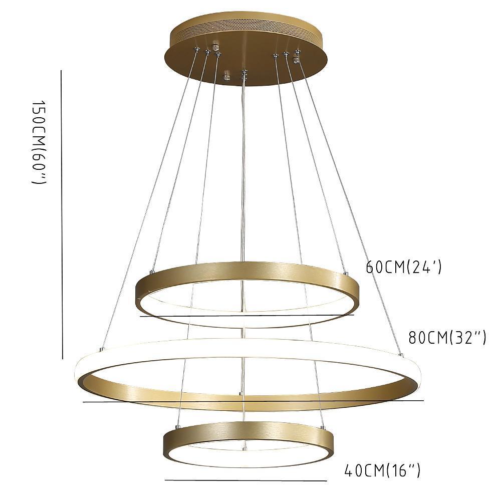 3 - ring Dimmable Contemporary Gold LED Chandelier Light Dining Room Chandeliers Lamp