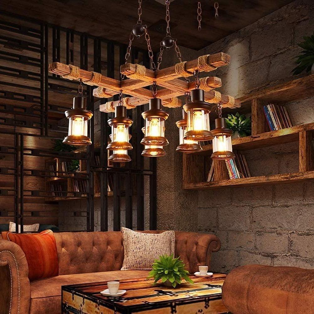 39'' LED Incandescent 8-Light Single Design Geometric Shapes Ceiling Lights Vintage Country Wood Bamboo Glass Industrial Island Classic Style Vintage Style Artistic Style