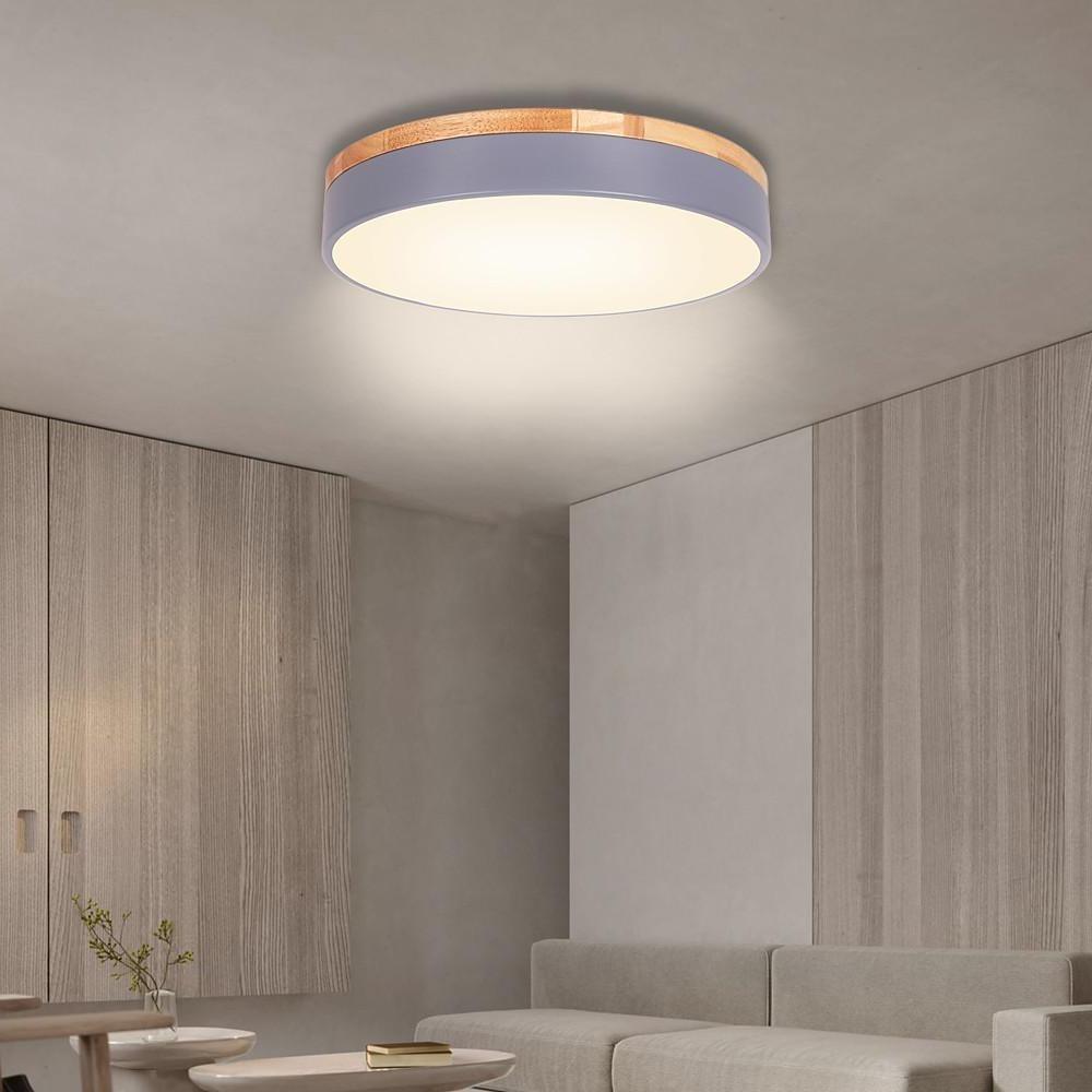 16'' LED 1-Light Geometric Shapes Flush Mount Lights Modern Metal PVC Wood Bamboo Sector Dimmable Ceiling Lights-dazuma