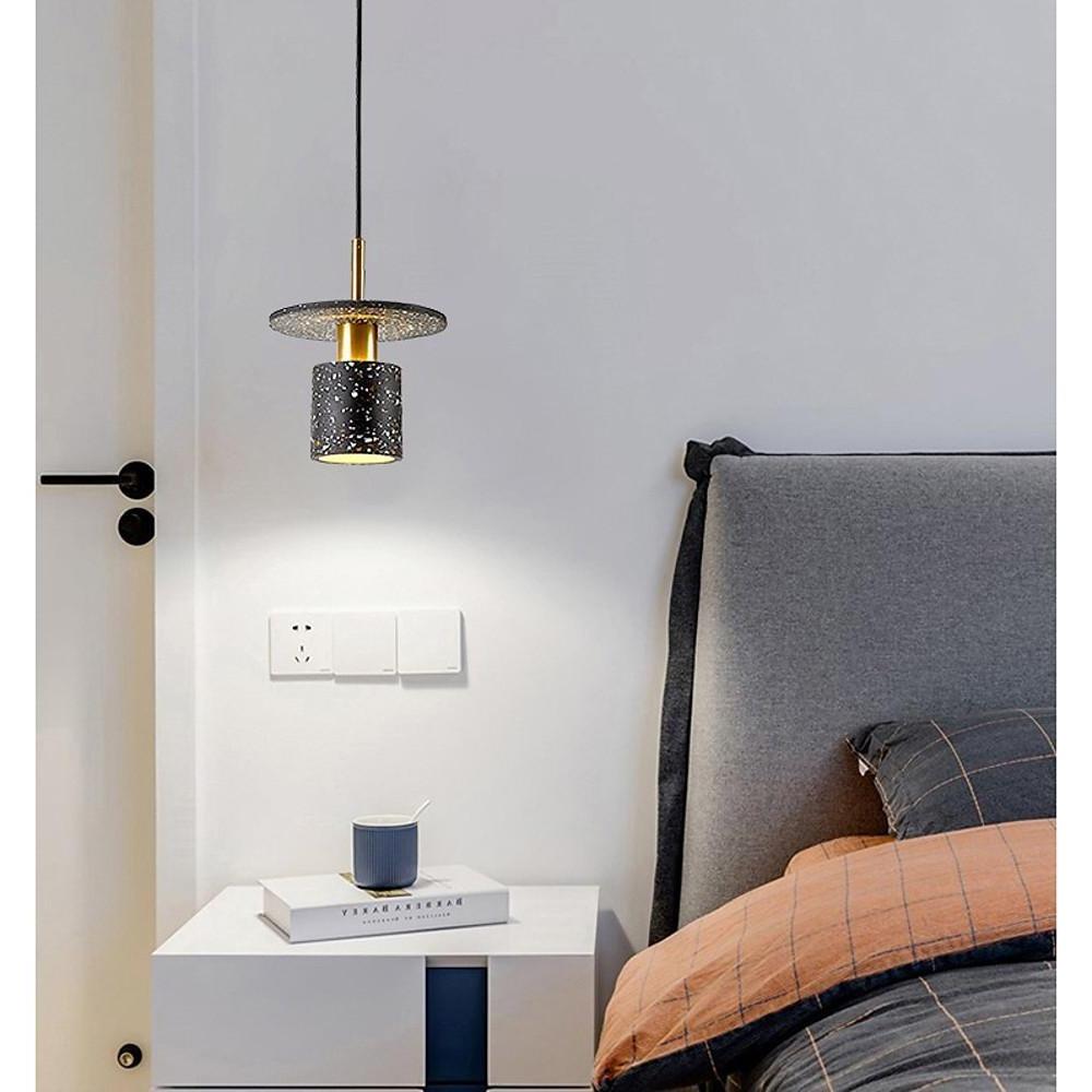 Terrazzo - Inspired Cement Cylinder LED Pendant Lights Modern Island Lighting