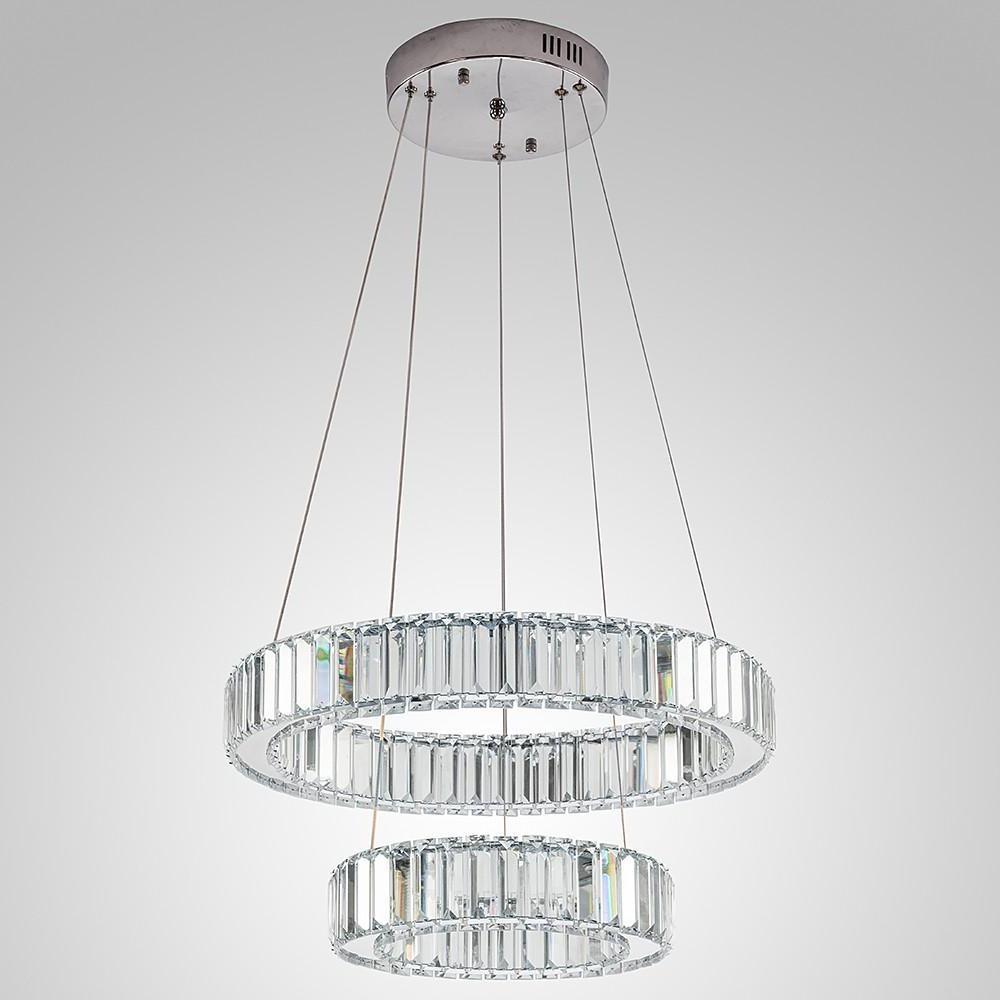 2 - ring Regular Shape Steel Crystal LED Chandelier