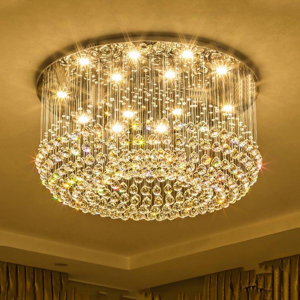 Glass - cicles Crystal LED Chandelier Drum Flush Mount Chandelier