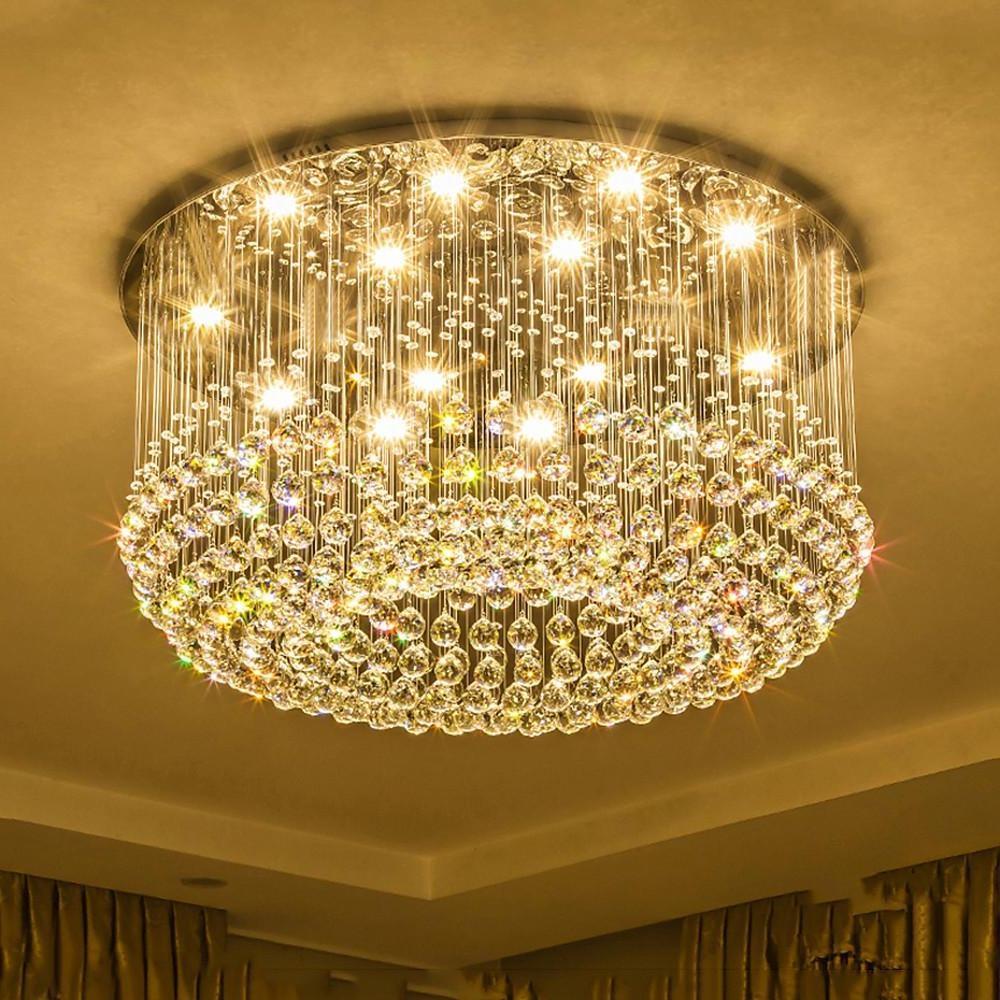 Glass-cicles Crystal LED Chandelier Drum Flush Mount Chandelier | Dazuma