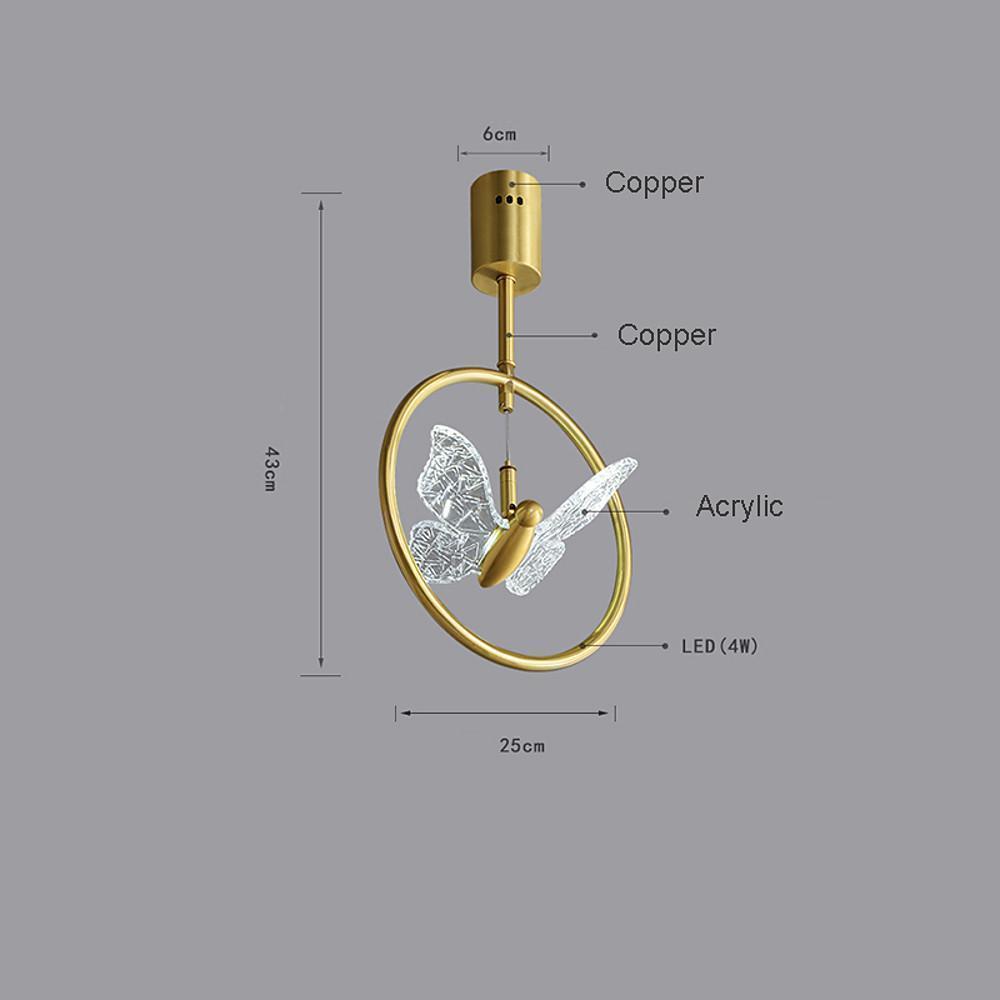 10'' LED 1-Light Circle Design Semi-Flushmount Lights Nordic Style LED Copper Acrylic Metal