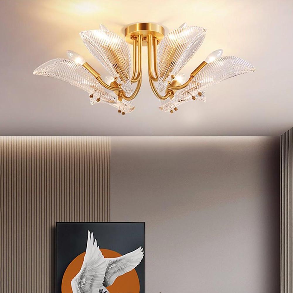 26'' LED 10-Light 8-Light 6-Light Lantern Desgin Flush Mount Lights Modern Copper Glass Flush Mounts Semi Flush Mounts