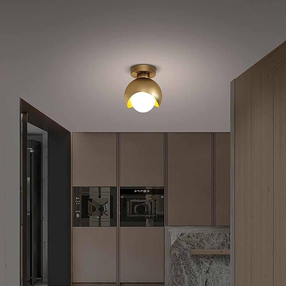 6'' LED 1 - Light Globe Small Flush Mount Light Nordic Copper Ceiling Light