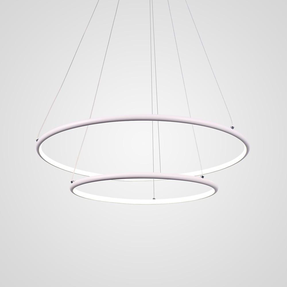 Modern LED Chandelier Minimalist 2 - Ring Geometric Lights with Adjustable Height