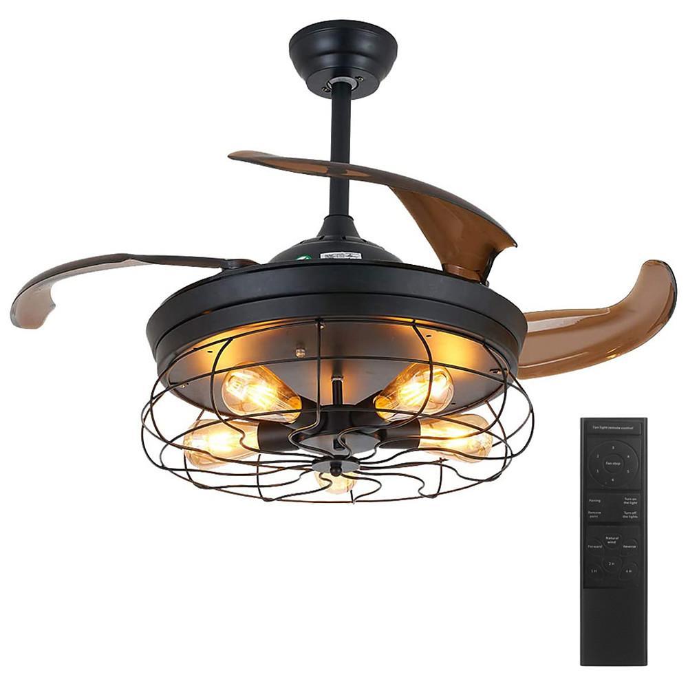 43'' LED 5-Light Lantern Desgin Ceiling Fan Vintage Artistic ABS Metal Industrial Lantern Vintage Style Ceiling Fan Lights-dazuma