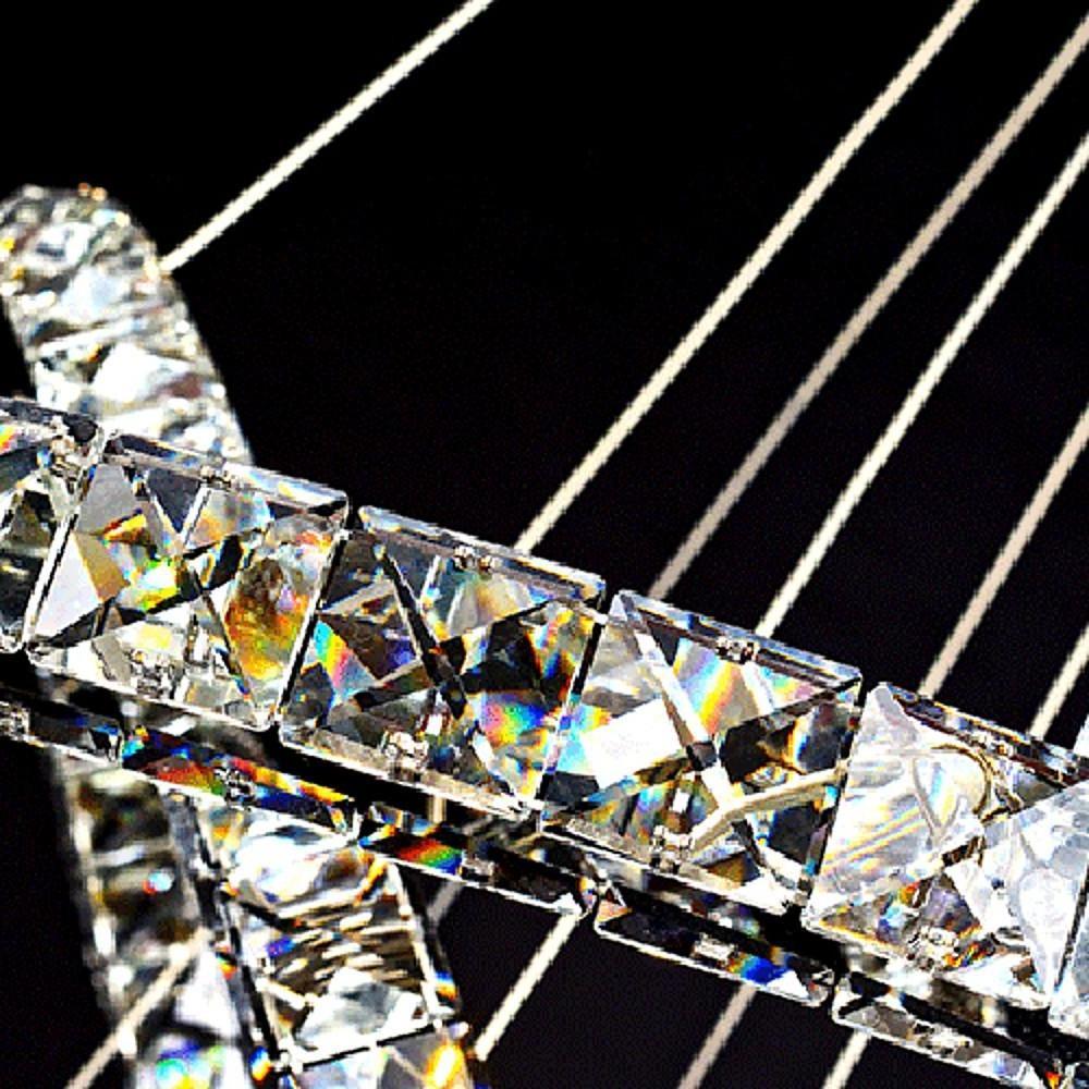 2 - Ring Encrusted Crystal Chandelier Light Living Room Light Fixtures with Uplight Bulb