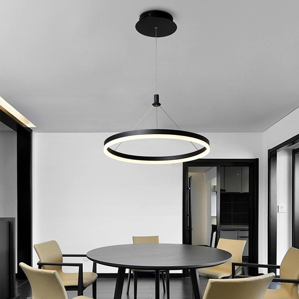 Corona 12''/16''/24'' Wide Circle LED Ringed Glow Modern Chandeliers ...
