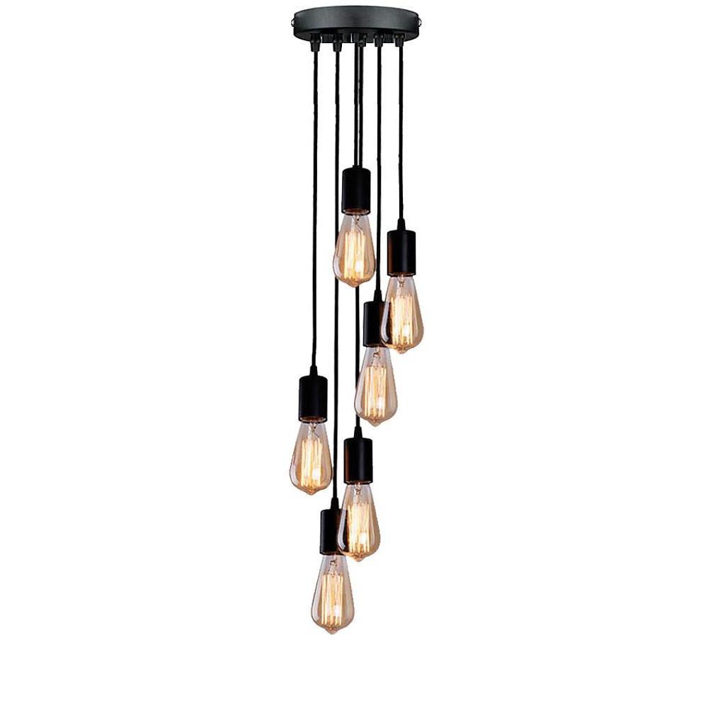 39'' LED Incandescent 6-Light Cluster Design Pendant Light Vintage Country Metal Cluster Braided Island Lights