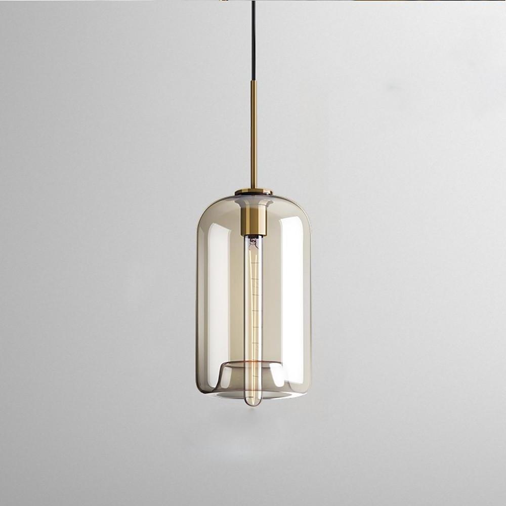 8'' LED Incandescent 1-Light Single Design Pendant Light Nordic Style Vintage Glass Metal Island Lights-dazuma