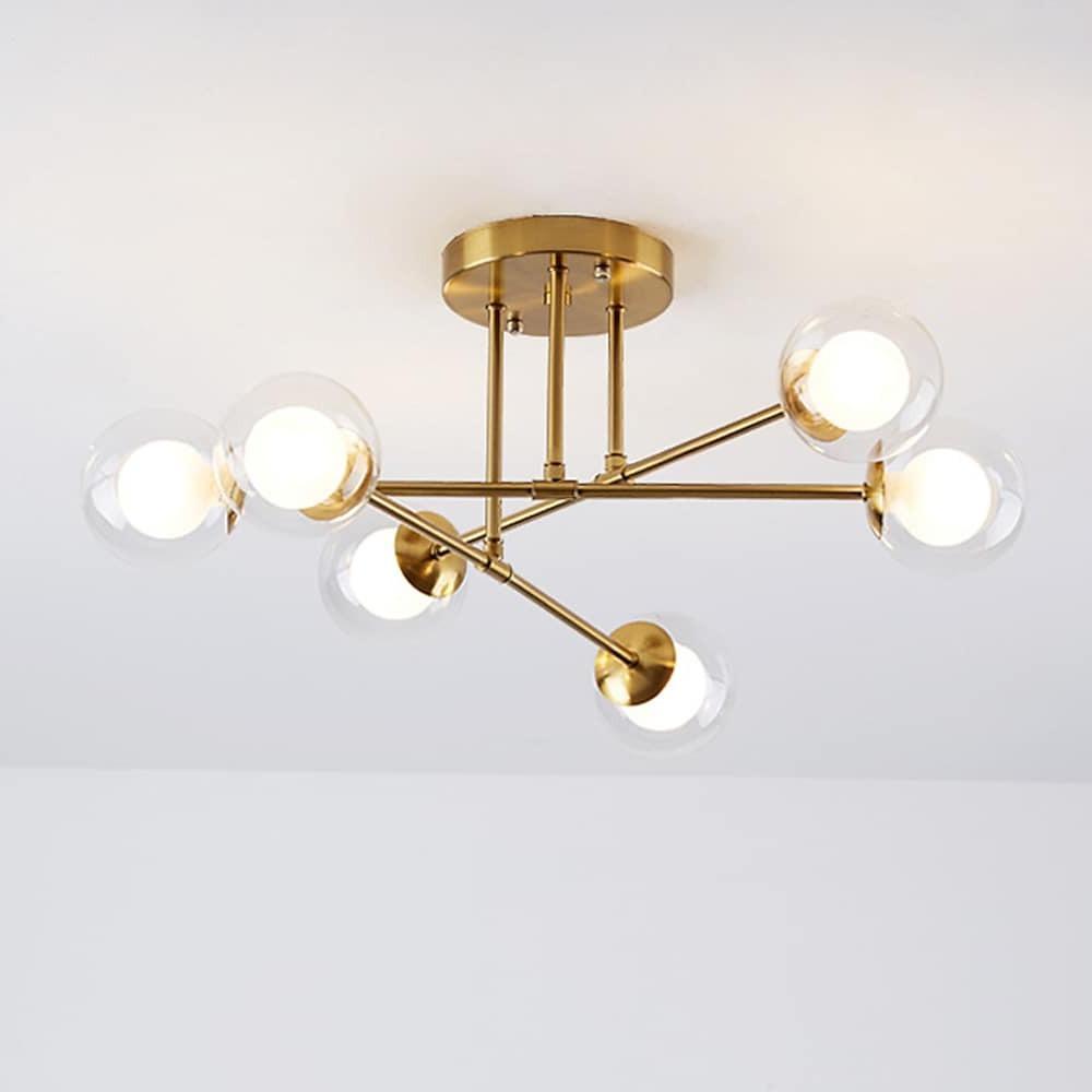 6 - light Glass Globe LED Modern Pendant Light Hanging Lamp Island Lights