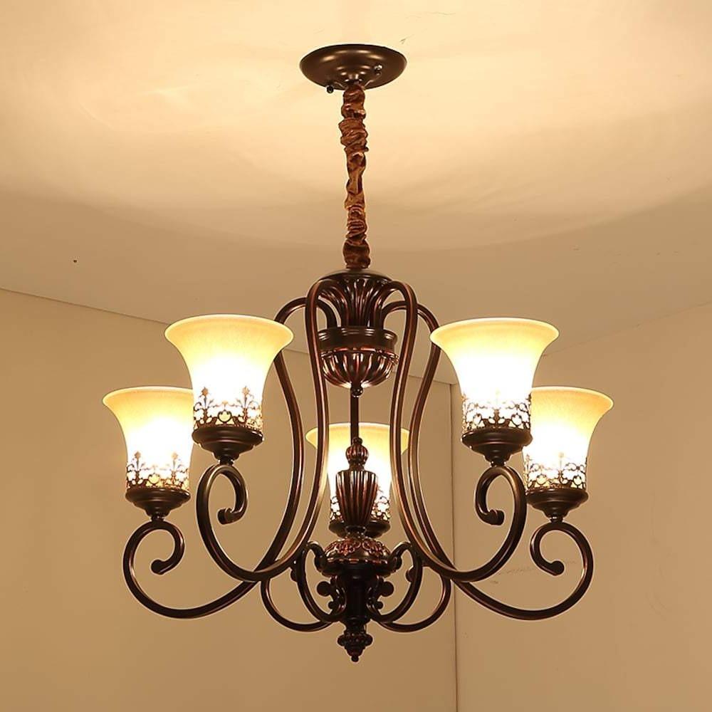27'' Incandescent 5-Light Candle Style Vintage Metal Glass Ceiling Lights