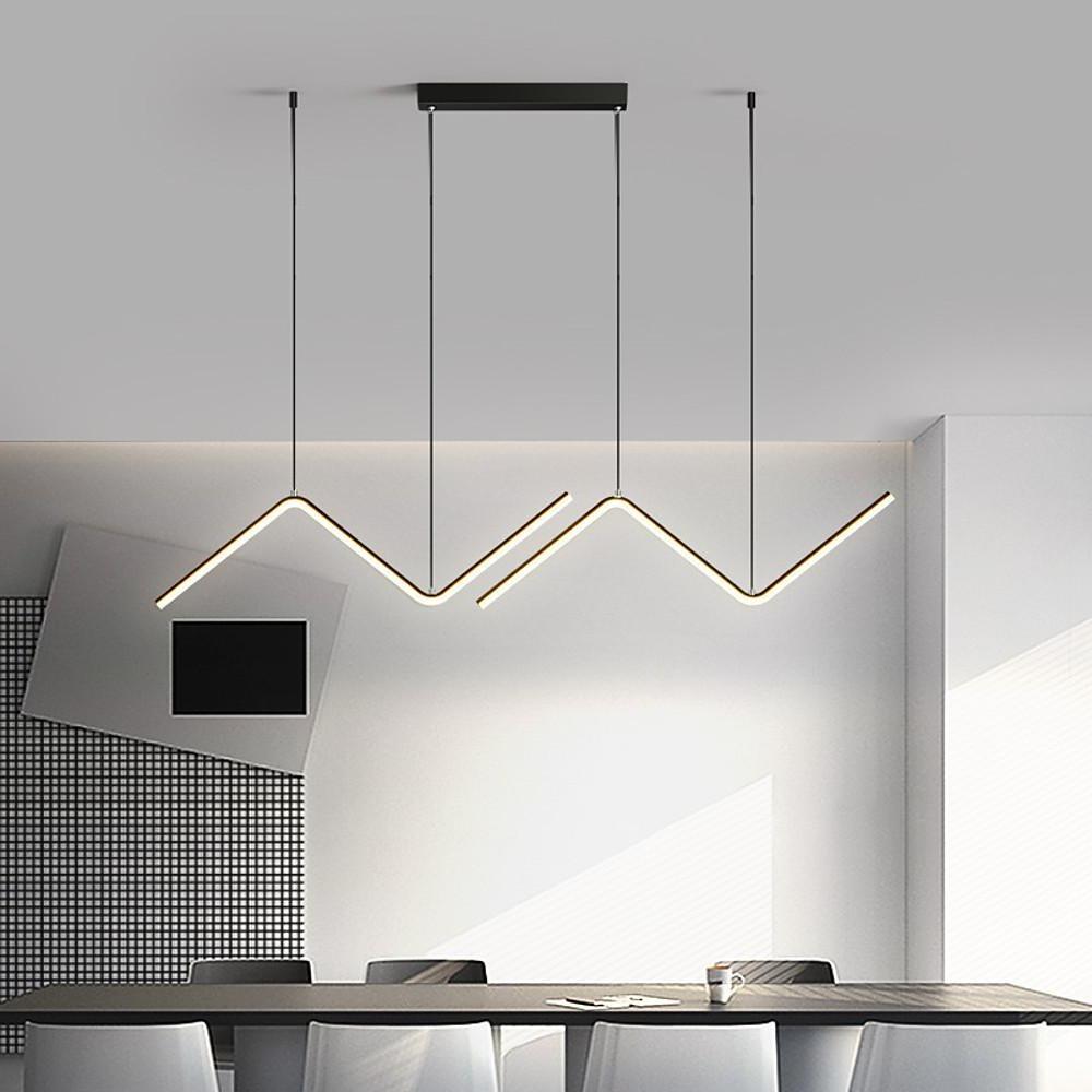 LED 2 - Light Line Design Dimmable Pendant Light Modern Wave Shaped Kitchen Lighting Dining Room Lighting Nordic Minimalist Island Lights