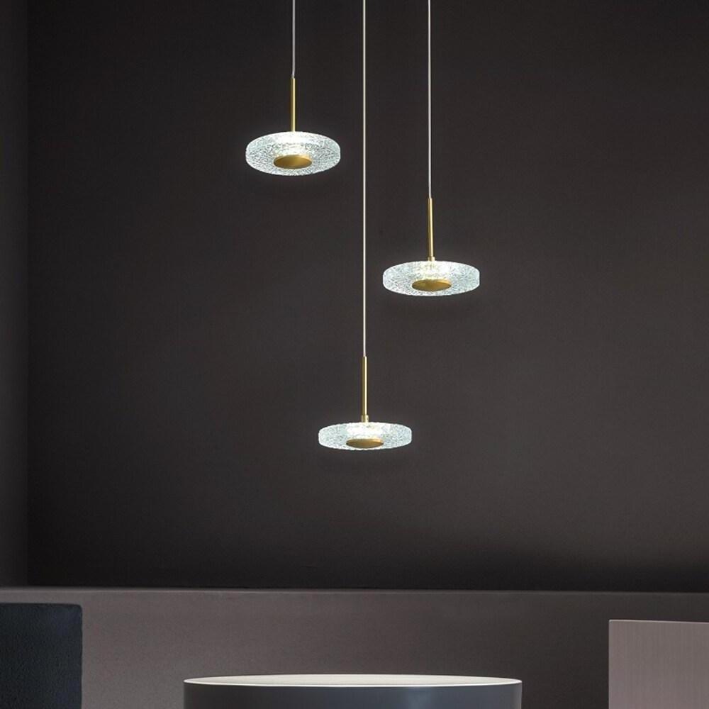 6'' LED 1-Light Geometric Shapes Pendant Light Nordic Style LED Copper Acrylic Geometrical Metal Island Lights-dazuma